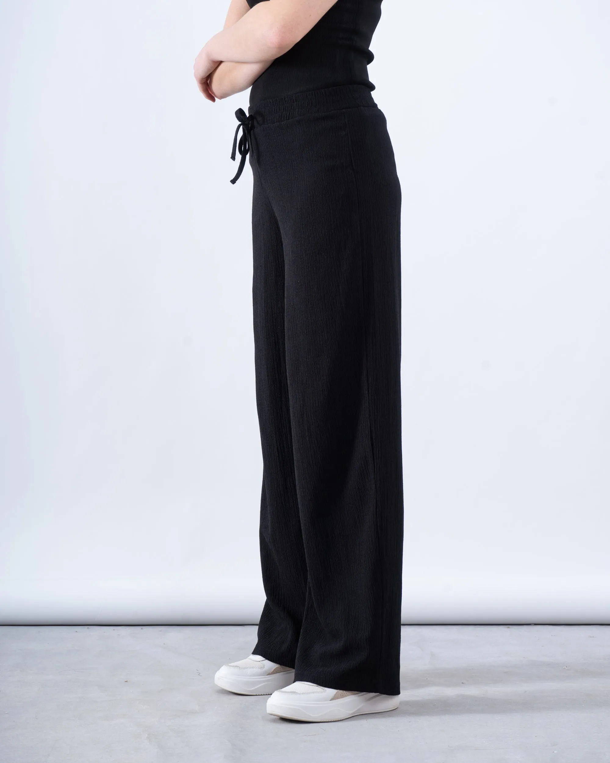 Crinkled Wide-Leg Pants