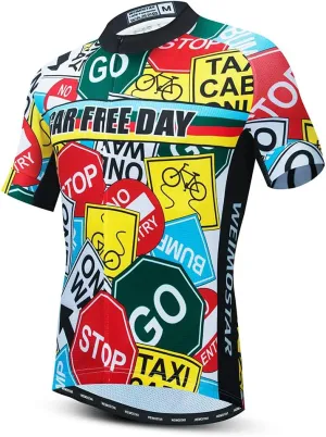Cycling Jersey Mens Bike Shirt Biking Tops for Road Racing MTB BMX Dirt Road Quick Dry, Comfortable, Moisture Wicking