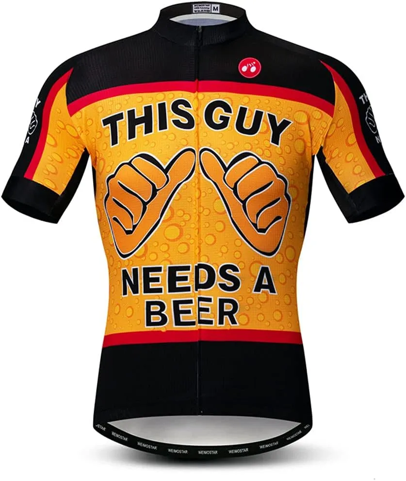 Cycling Jersey Mens Bike Shirt Biking Tops for Road Racing MTB BMX Dirt Road Quick Dry, Comfortable, Moisture Wicking