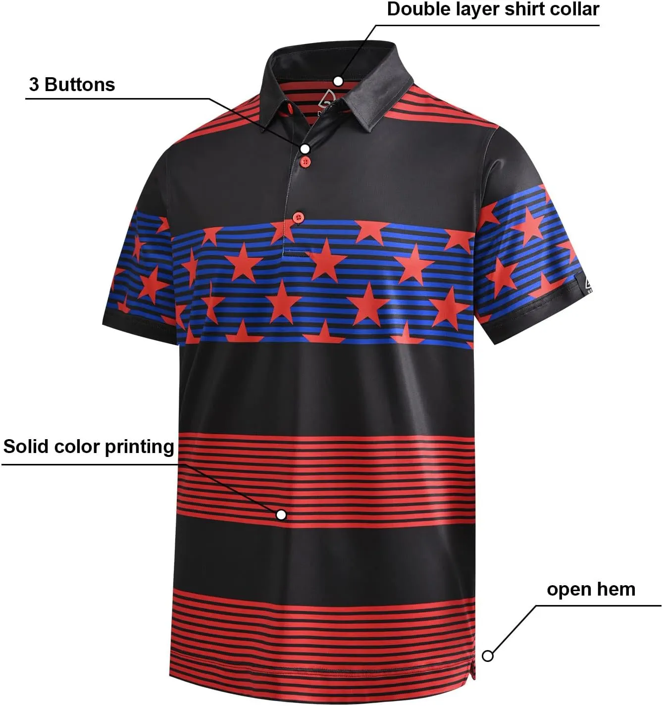 DEOLAX Mens Golf Shirt Fashion Prints Athletic Mens Polo Shirts Short Sleeve Classic Casual Dry Fit Soft Golf Shirts for Men
