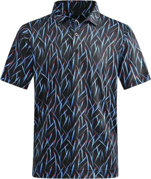 DEOLAX Mens Golf Shirt Fashion Prints Athletic Mens Polo Shirts Short Sleeve Classic Casual Dry Fit Soft Golf Shirts for Men