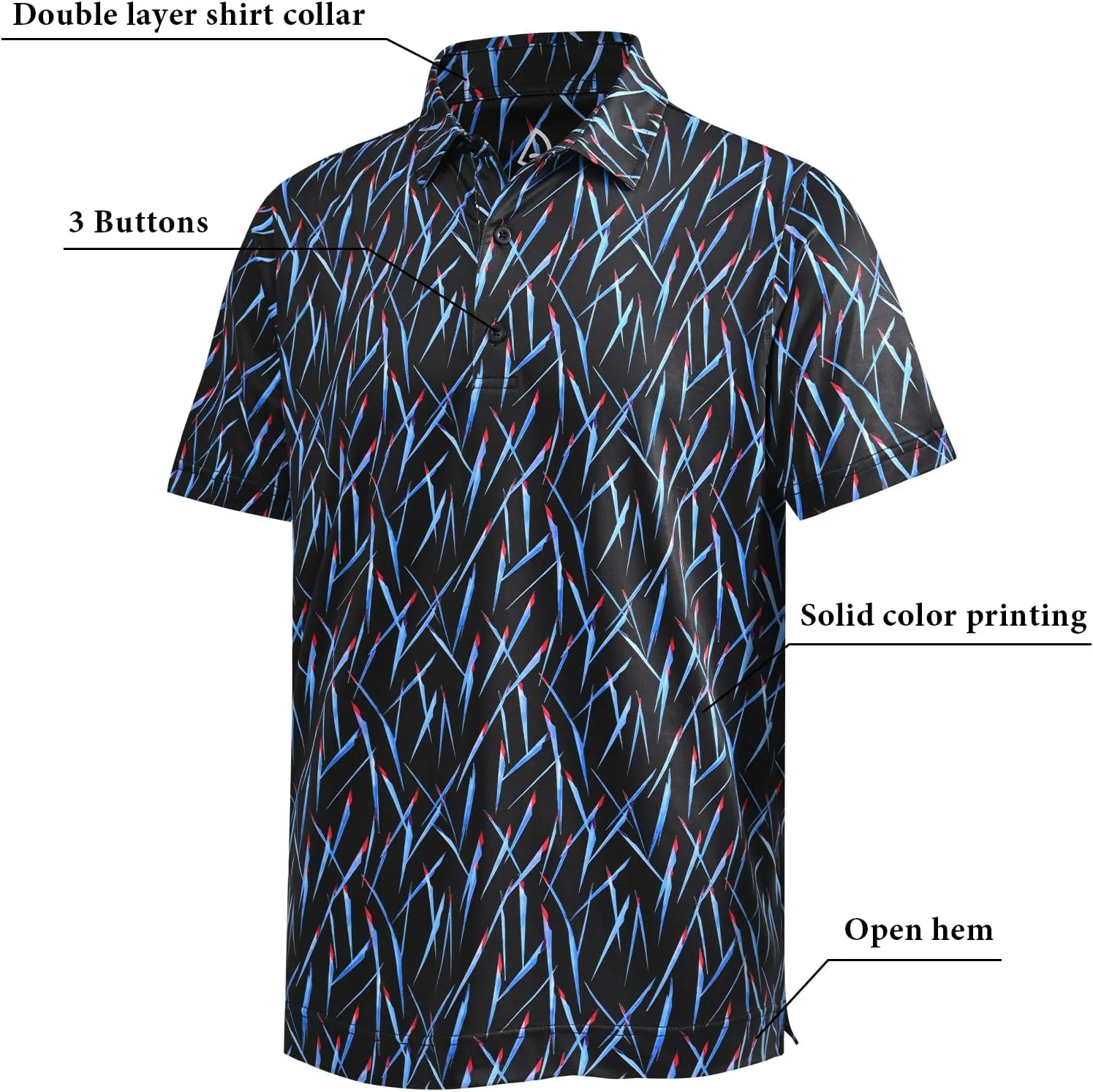 DEOLAX Mens Golf Shirt Fashion Prints Athletic Mens Polo Shirts Short Sleeve Classic Casual Dry Fit Soft Golf Shirts for Men