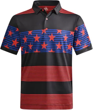DEOLAX Mens Golf Shirt Fashion Prints Athletic Mens Polo Shirts Short Sleeve Classic Casual Dry Fit Soft Golf Shirts for Men