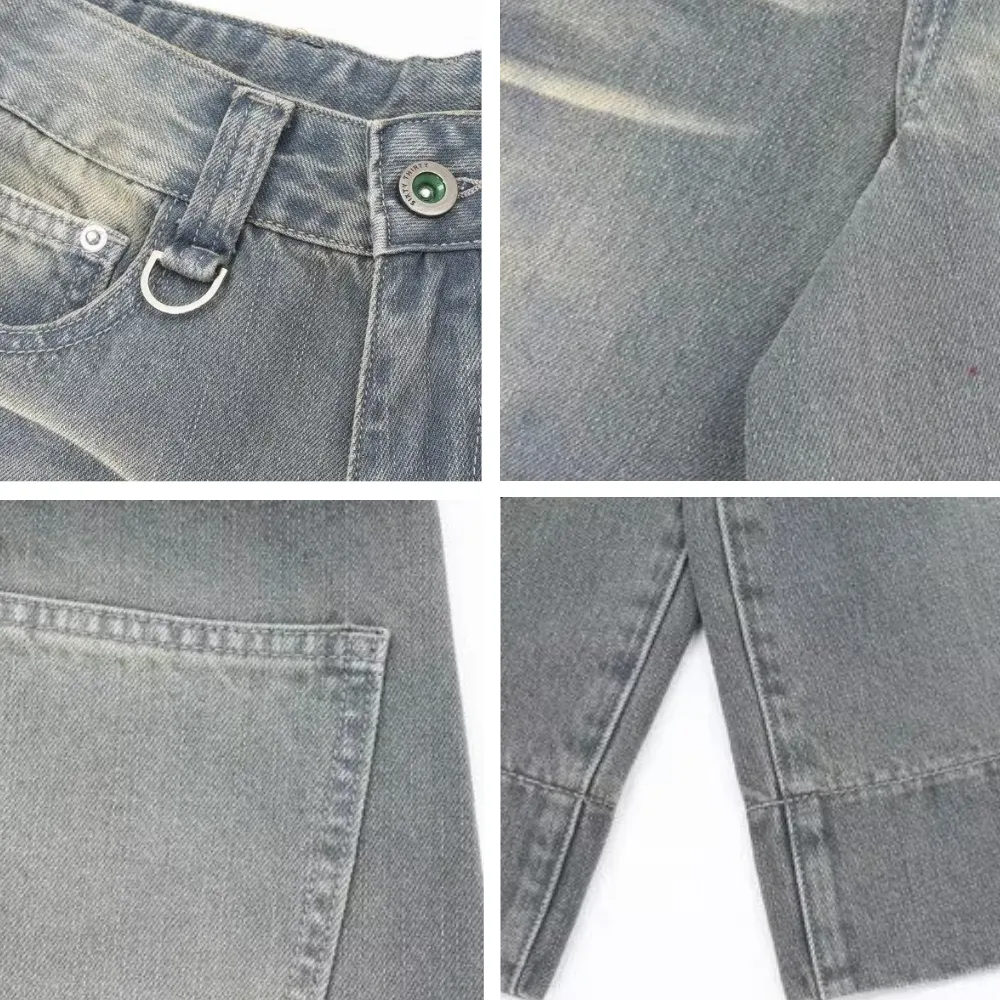 Distressed Whiskered Denim Shorts