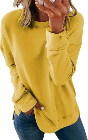 Dokotoo Women's Casual Crew Neck Sweatshirt Loose Soft Long Sleeve Pullover Tops