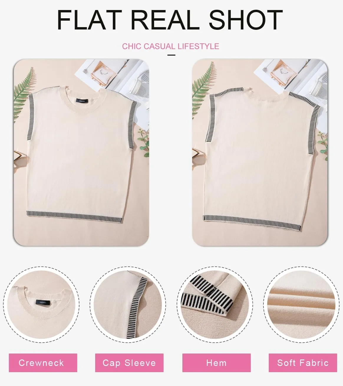 Dokotoo Womens Summer Cap Sleeve Tops 2025 Crewneck Sweater Vest Casual Knit Lightweight Sweater Pullover Trendy Tank Shirts