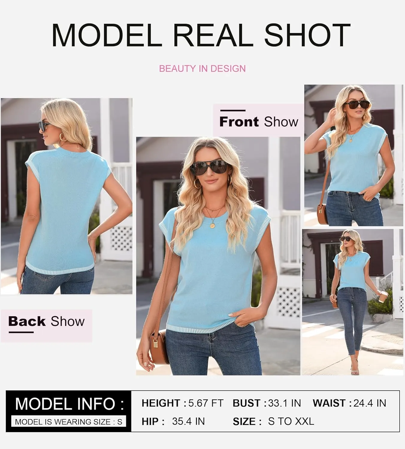 Dokotoo Womens Summer Cap Sleeve Tops 2025 Crewneck Sweater Vest Casual Knit Lightweight Sweater Pullover Trendy Tank Shirts