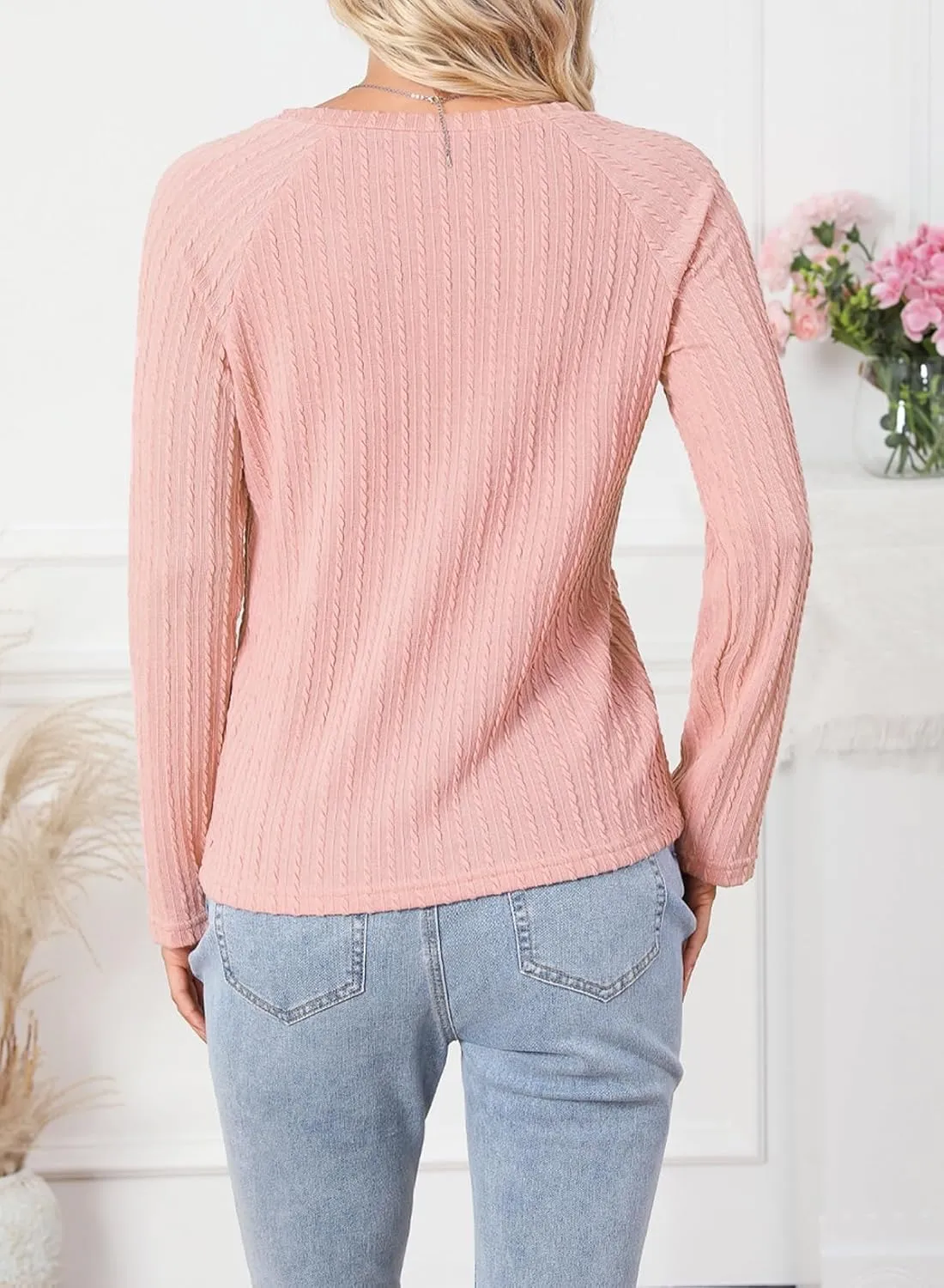 Dokotoo Womens Tops Long Sleeve Lightweight Shirts 2025 Spring Fashion Trendy Tops Crewneck Casual Knit Basic Tee