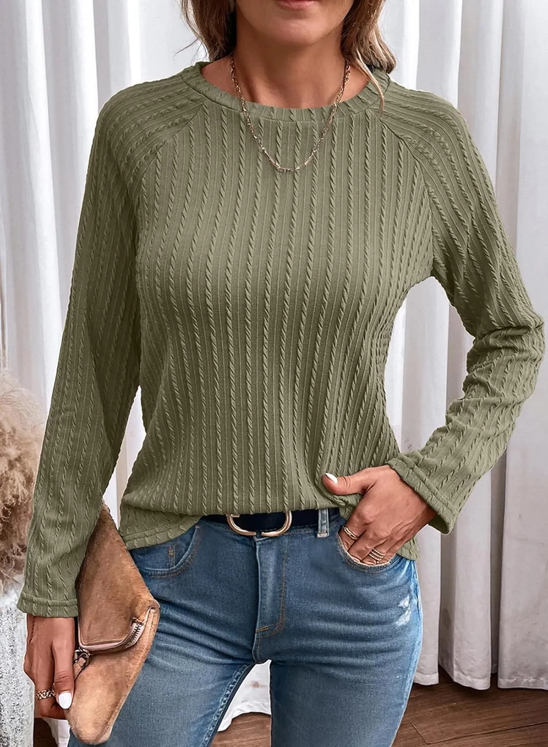 Dokotoo Womens Tops Long Sleeve Lightweight Shirts 2025 Spring Fashion Trendy Tops Crewneck Casual Knit Basic Tee