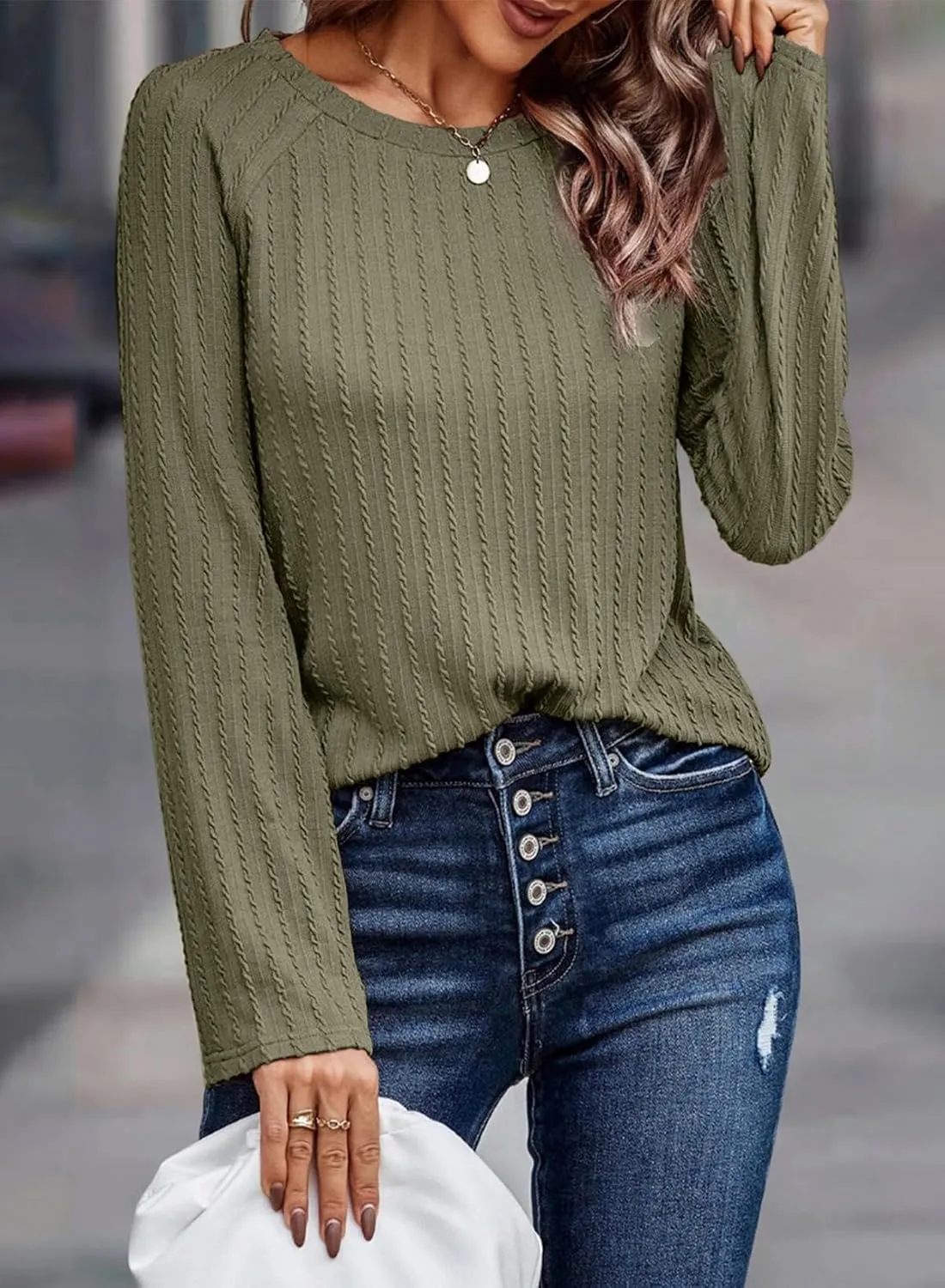 Dokotoo Womens Tops Long Sleeve Lightweight Shirts 2025 Spring Fashion Trendy Tops Crewneck Casual Knit Basic Tee