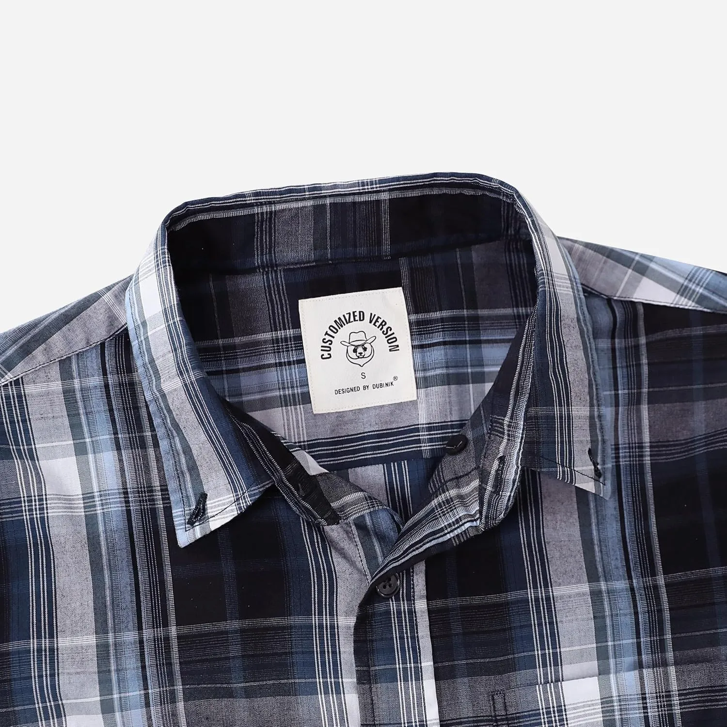 Dubinik Mens Button Up Shirts Long Sleeve Casual Button Down Cotton Vintage Soft Plaid with Pocket