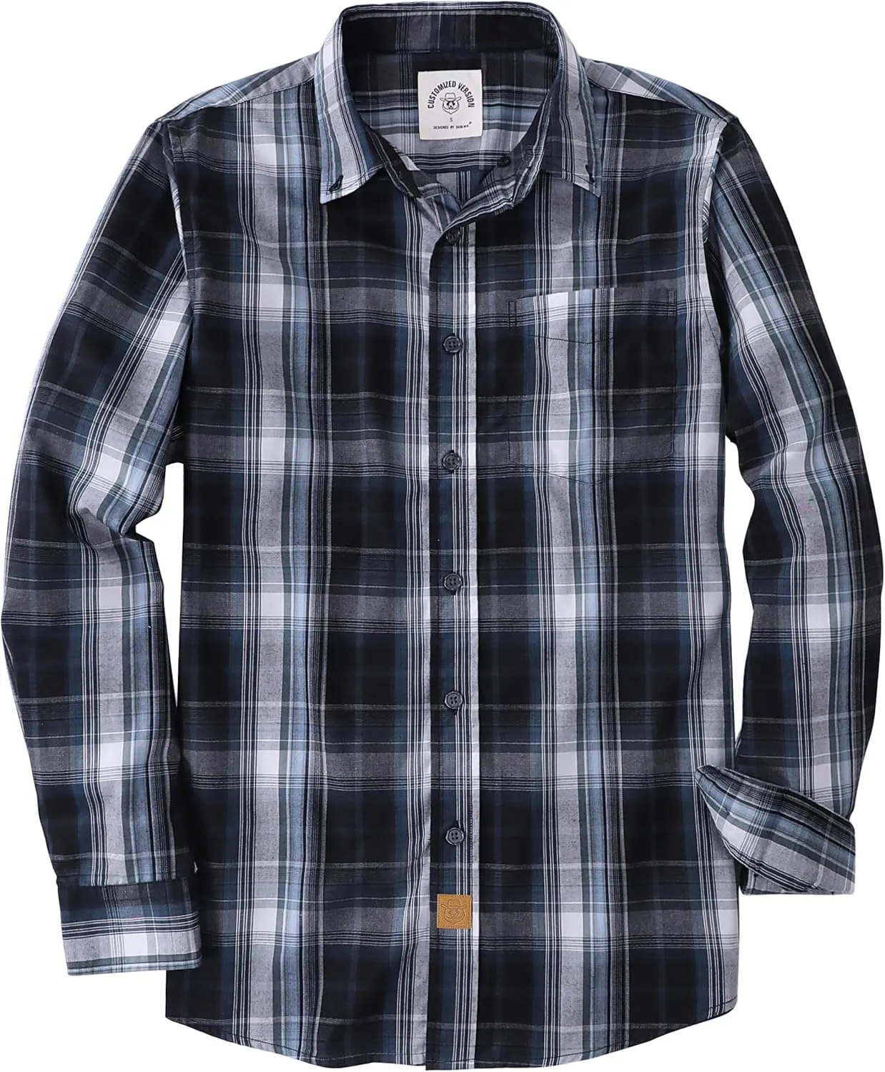 Dubinik Mens Button Up Shirts Long Sleeve Casual Button Down Cotton Vintage Soft Plaid with Pocket