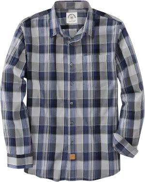 Dubinik Mens Button Up Shirts Long Sleeve Casual Button Down Cotton Vintage Soft Plaid with Pocket