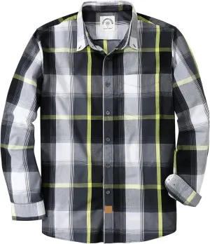 Dubinik Mens Button Up Shirts Long Sleeve Casual Button Down Cotton Vintage Soft Plaid with Pocket