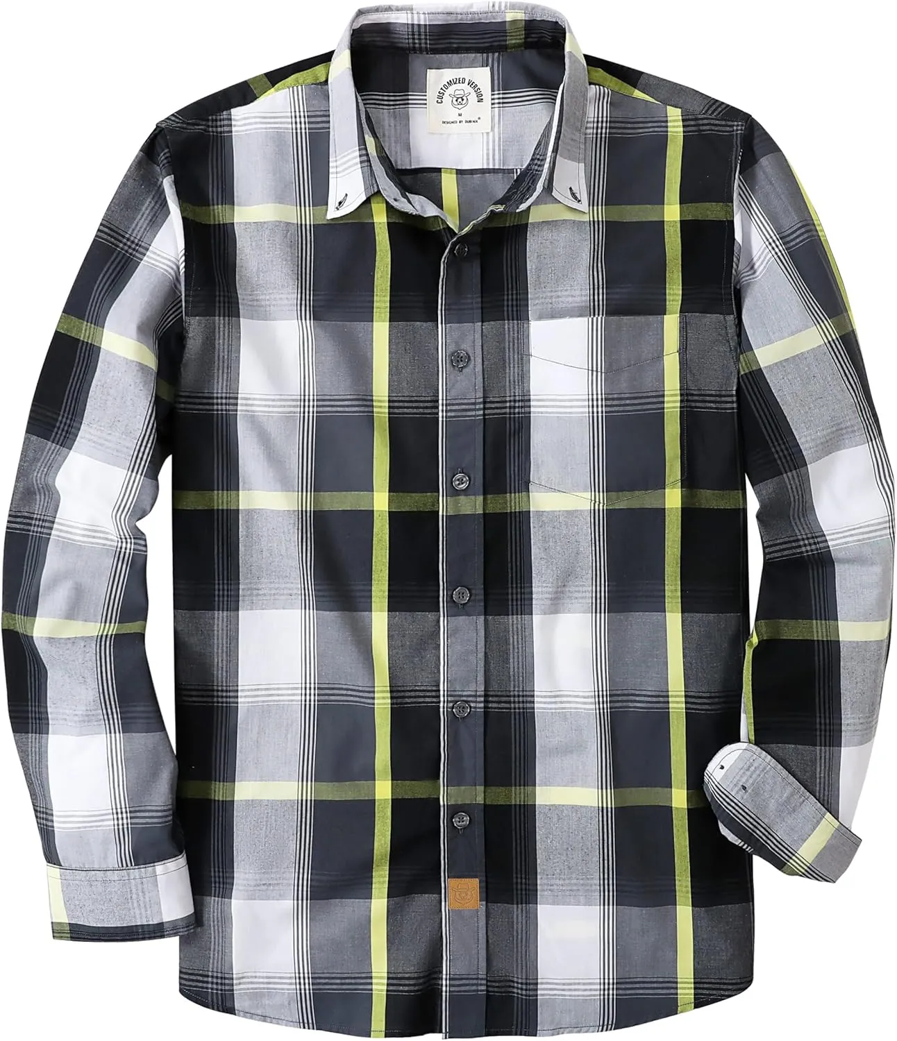 Dubinik Mens Button Up Shirts Long Sleeve Casual Button Down Cotton Vintage Soft Plaid with Pocket