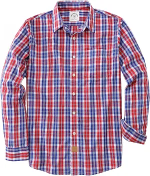 Dubinik Mens Button Up Shirts Long Sleeve Casual Button Down Cotton Vintage Soft Plaid with Pocket