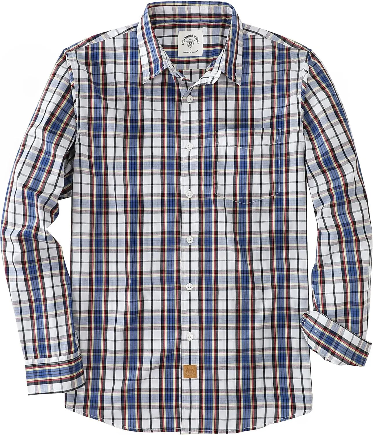 Dubinik Mens Button Up Shirts Long Sleeve Casual Button Down Cotton Vintage Soft Plaid with Pocket