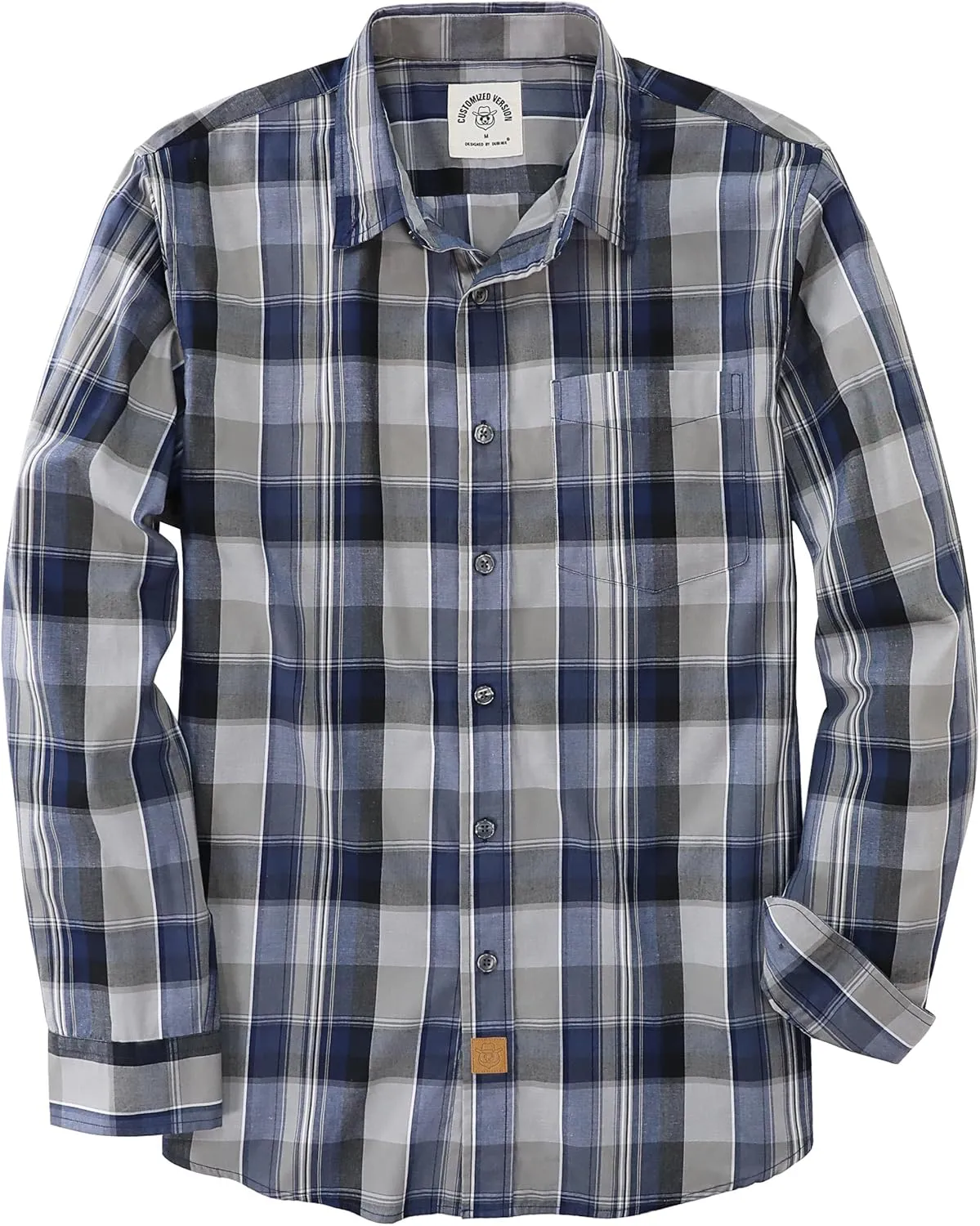 Dubinik Mens Button Up Shirts Long Sleeve Casual Button Down Cotton Vintage Soft Plaid with Pocket