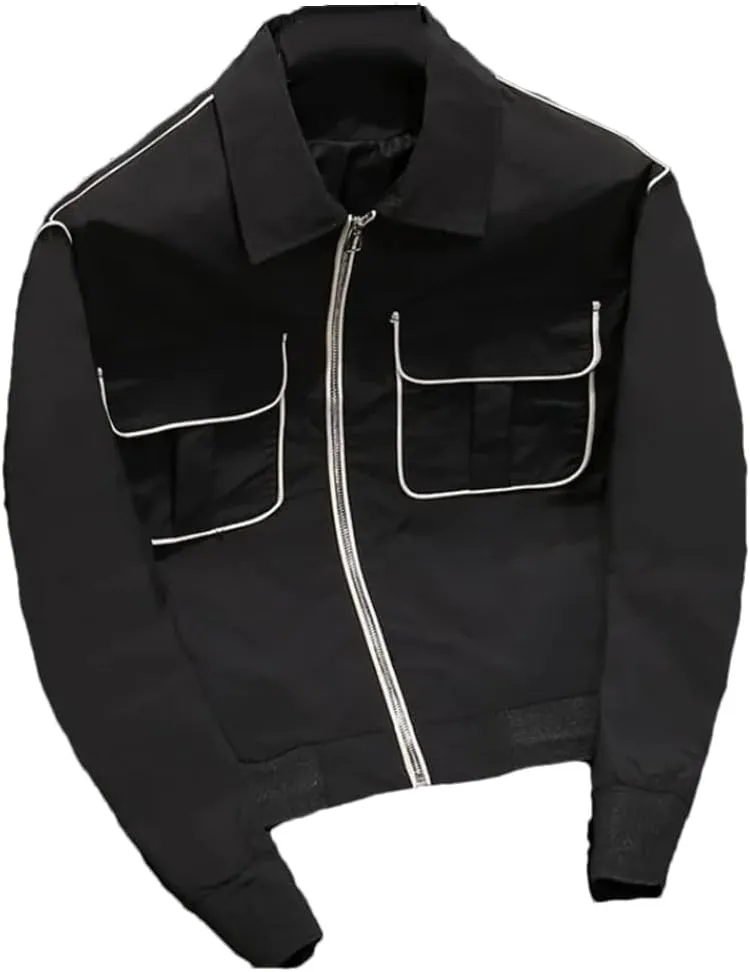Dvbfufv Men's Autumn Casual Comfortable Turn-Down Collar Zippered Jacket Slim Solid Color Long Sleeved Jacket