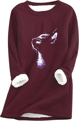 EFOFEI Women Printed Sweatshirt Soft Long Sleeve Pullover shirt Casual Loose Fit Tops