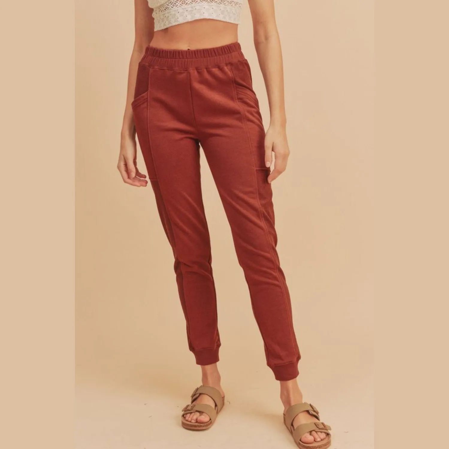 Elastic Waist Joggers with Pockets