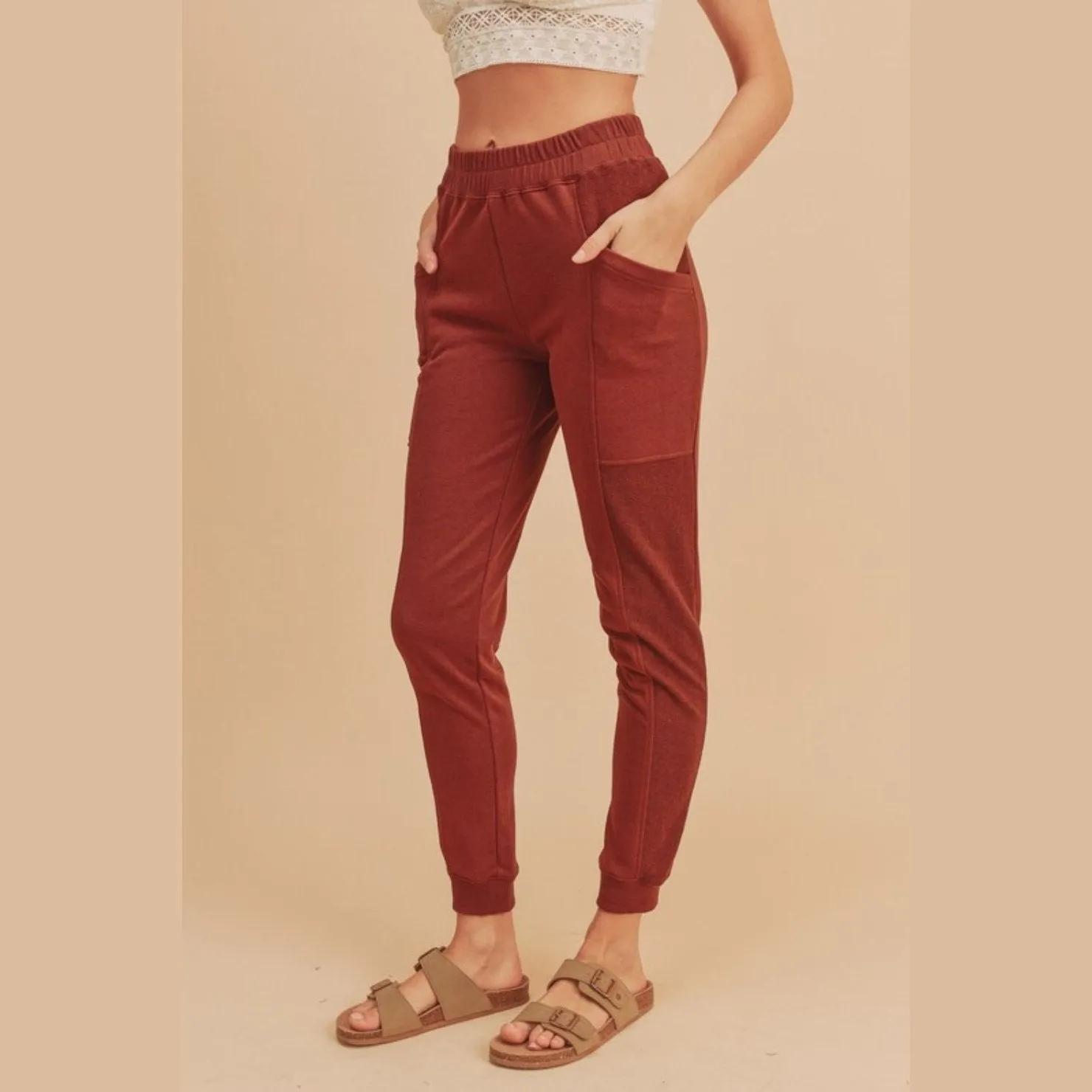 Elastic Waist Joggers with Pockets