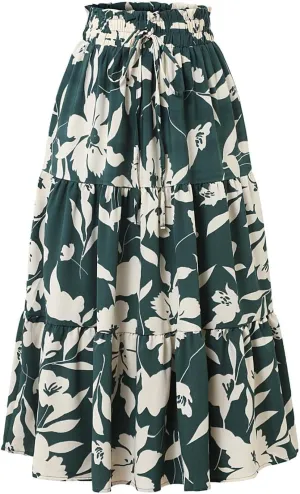 Elegant Floral Pleated Midi Skirt for Women Summer High End Fashion Stylish A Line Skirt Comfortable Lightweight