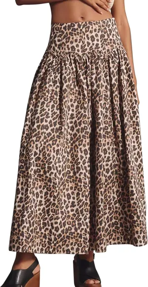 Elegant Leopard Print Maxi Skirt for Women Maxi Cheetah Print Skirt A-Line Long Flowy Skirts