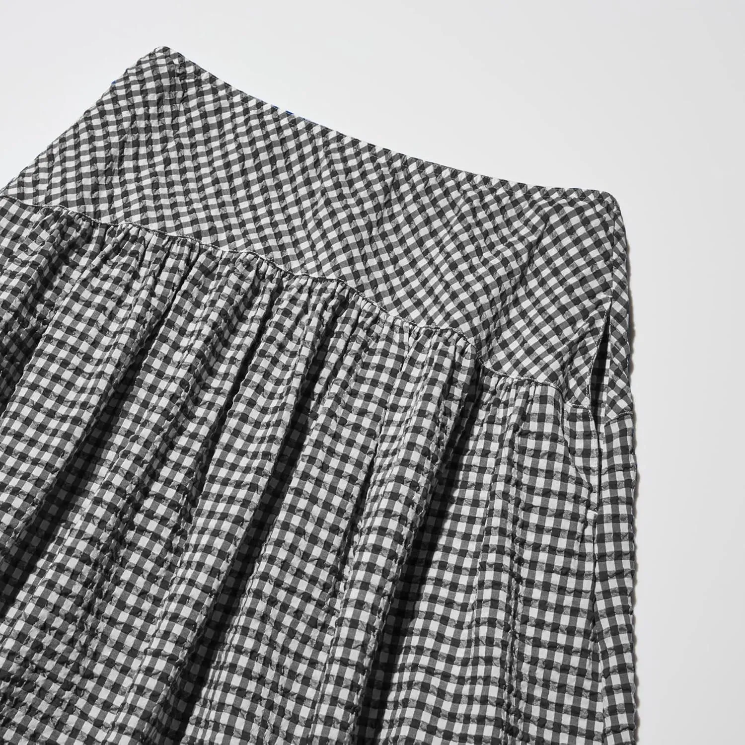 Elegant Women Maxi Skirts Wide Elastic Waist Plaid Gingham Dress Summer Beach Vacation Clothes with Pockets