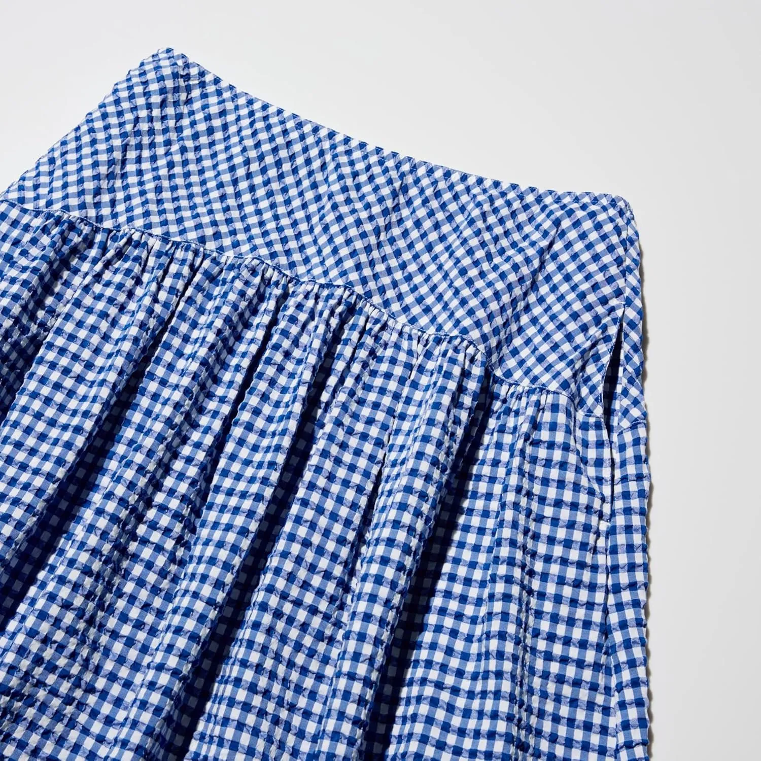 Elegant Women Maxi Skirts Wide Elastic Waist Plaid Gingham Dress Summer Beach Vacation Clothes with Pockets