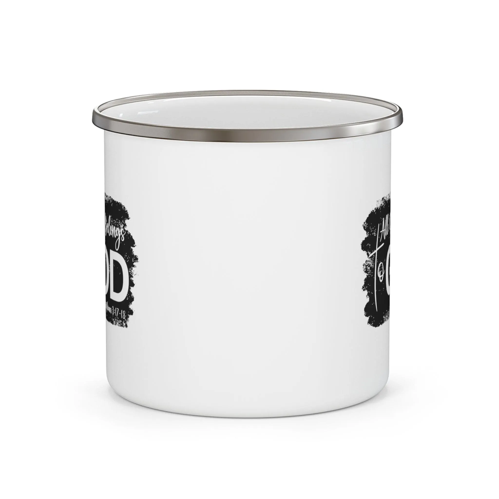 Enamel Camping Mug - All Glory Belongs to God Christian Illustration Black