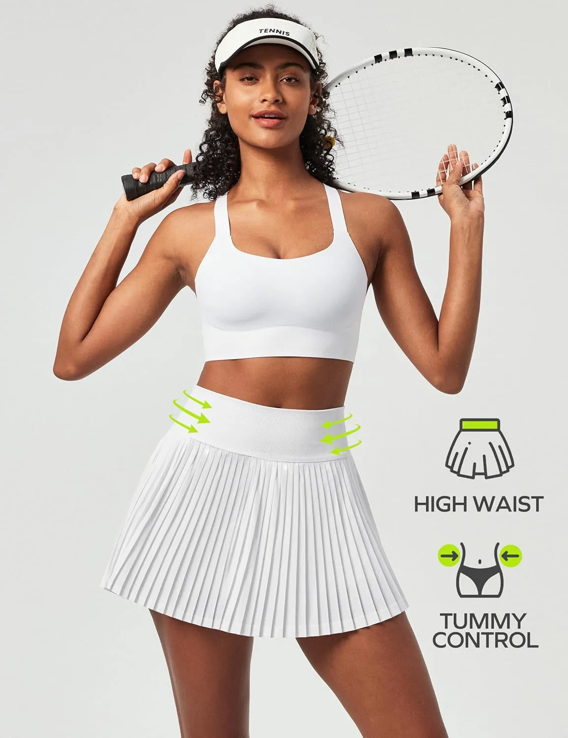 Ewedoos Pleated Tennis Skirt with Shorts Seamless High Waisted Skirt for Women Golf Athletic Skirt Skorts with Pocket