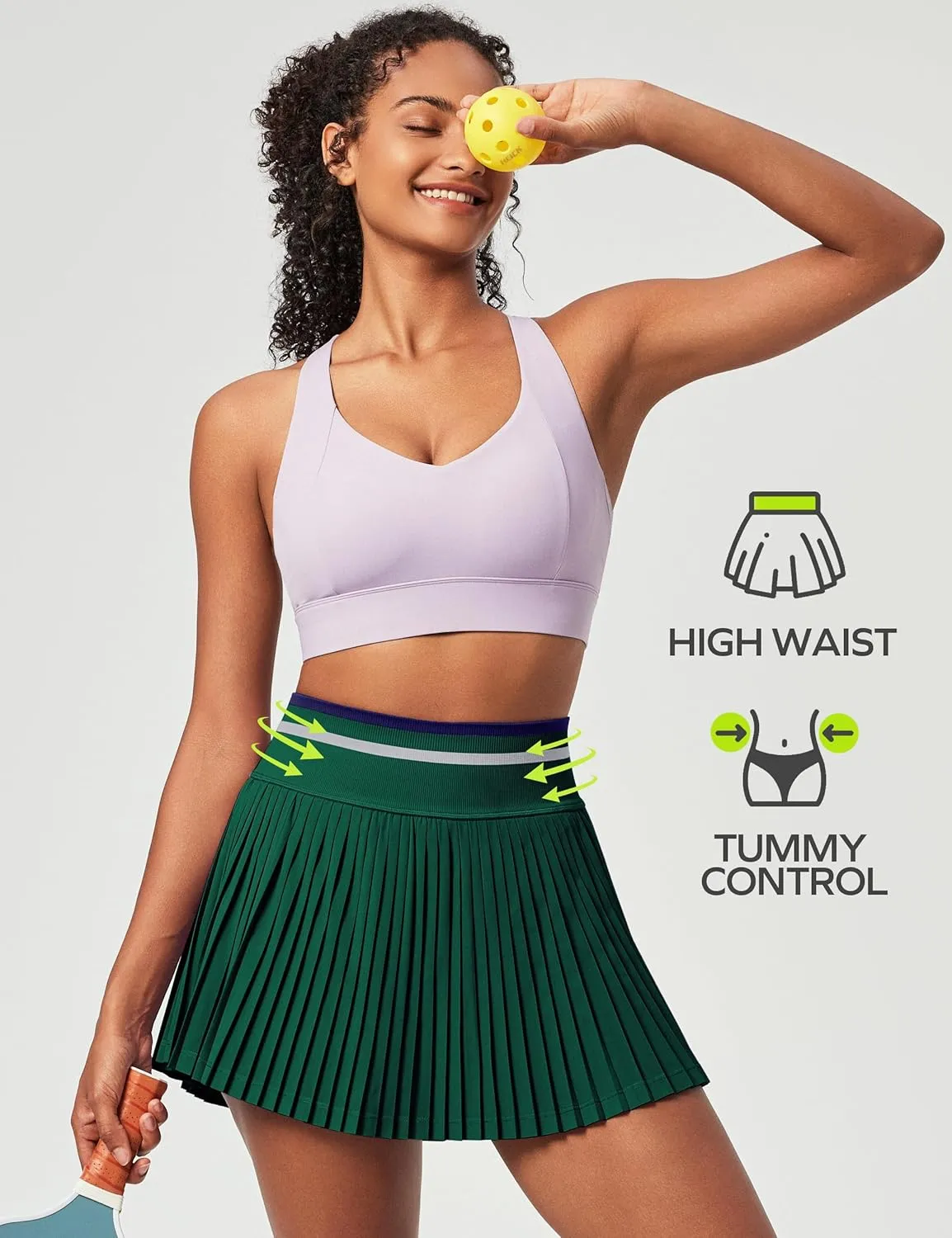 Ewedoos Pleated Tennis Skirt with Shorts Seamless High Waisted Skirt for Women Golf Athletic Skirt Skorts with Pocket