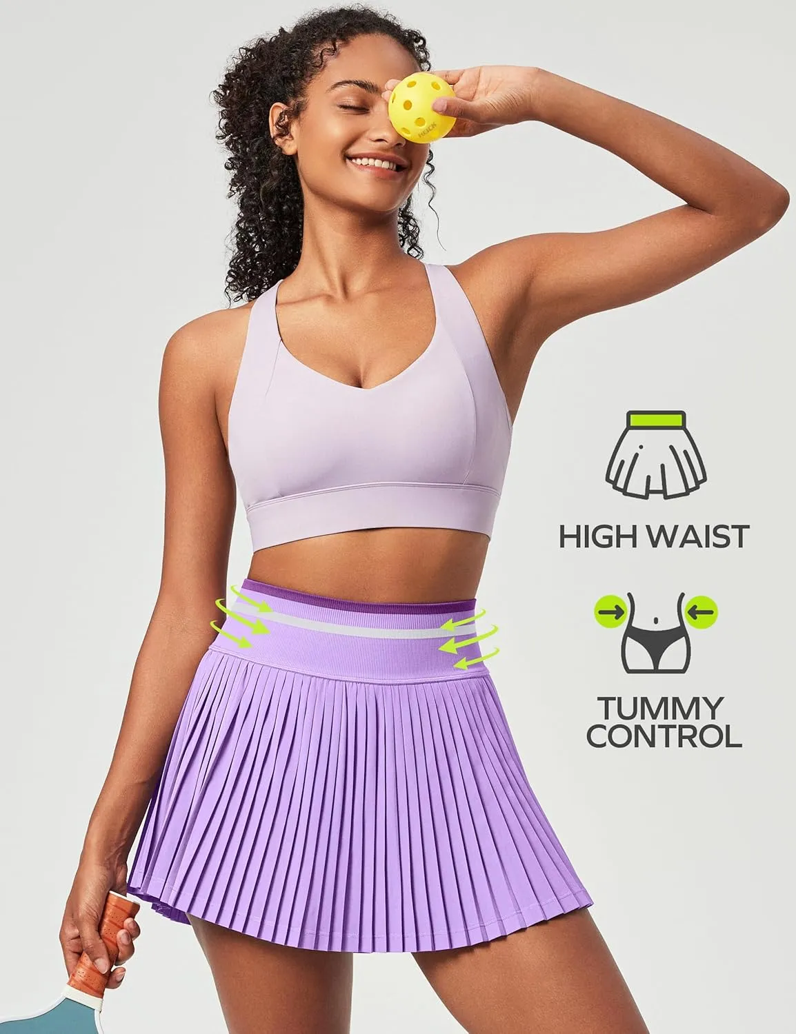 Ewedoos Pleated Tennis Skirt with Shorts Seamless High Waisted Skirt for Women Golf Athletic Skirt Skorts with Pocket
