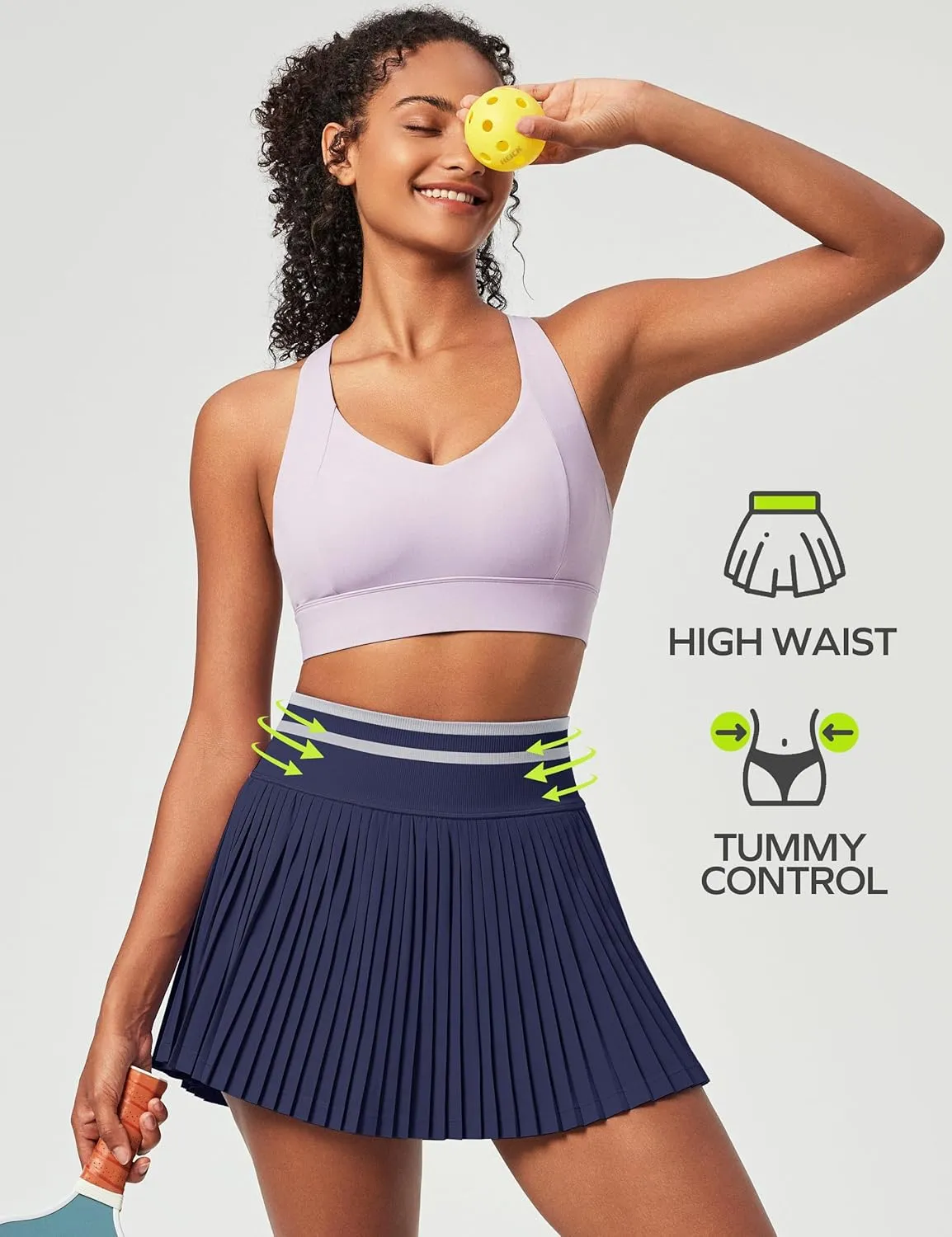 Ewedoos Pleated Tennis Skirt with Shorts Seamless High Waisted Skirt for Women Golf Athletic Skirt Skorts with Pocket