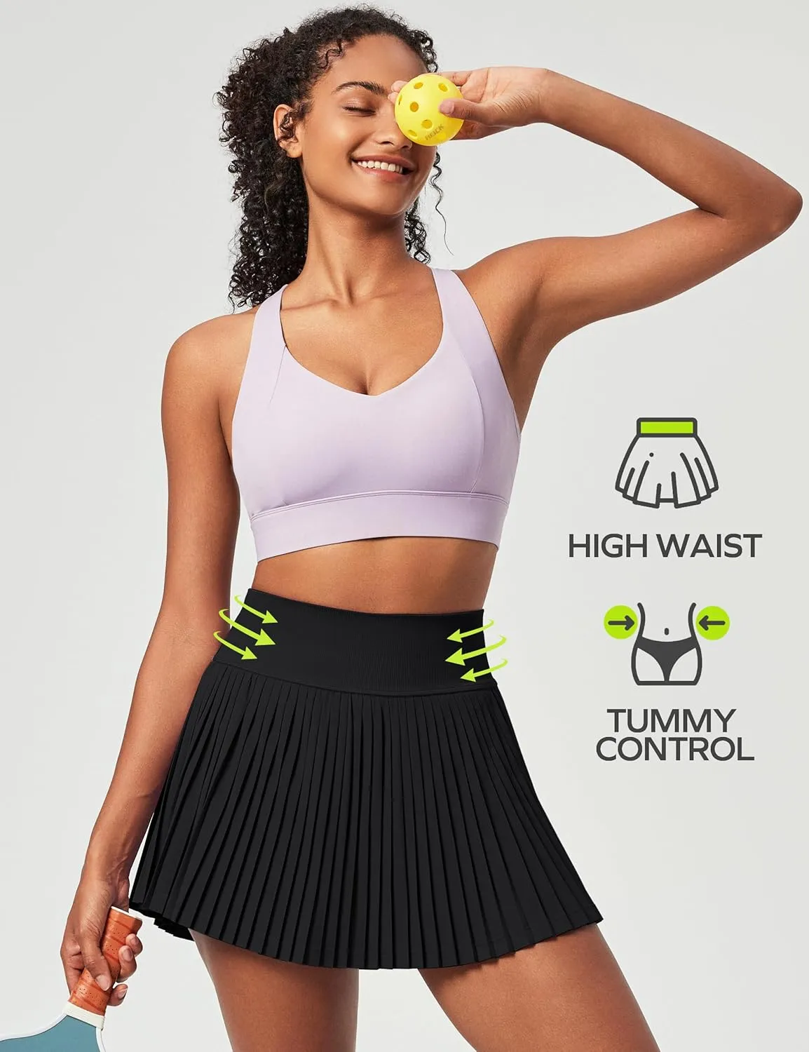Ewedoos Pleated Tennis Skirt with Shorts Seamless High Waisted Skirt for Women Golf Athletic Skirt Skorts with Pocket