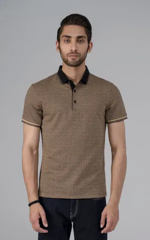EXECUTIVE POLO KHAKI SELF TEXTURE
