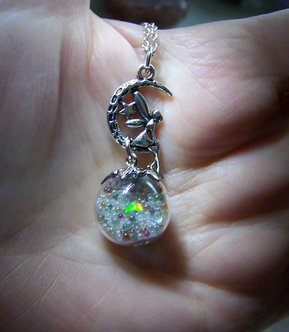 Faery Glass Ball Floating Orbs Glow in the Dark Pendant Necklace