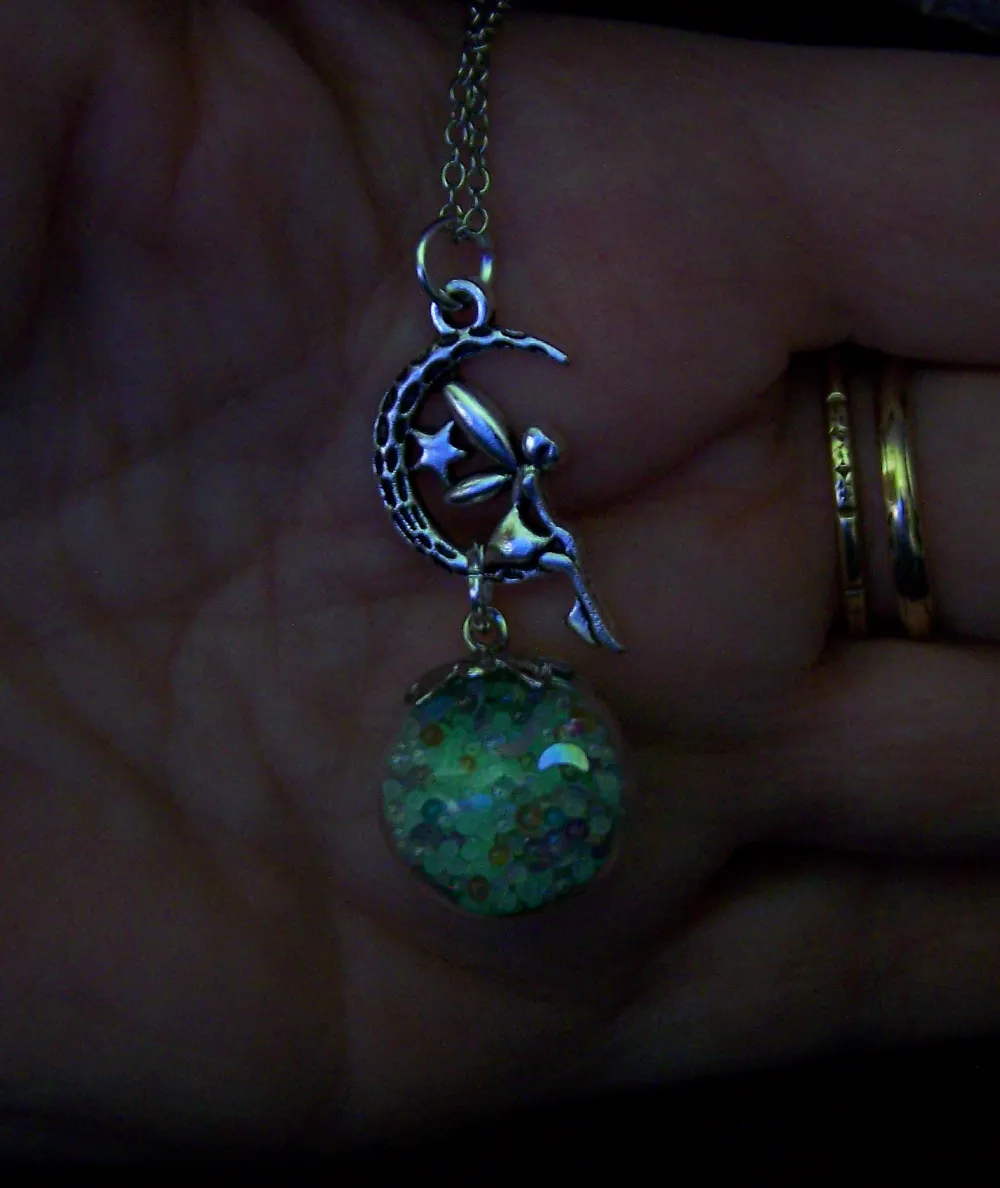 Faery Glass Ball Floating Orbs Glow in the Dark Pendant Necklace