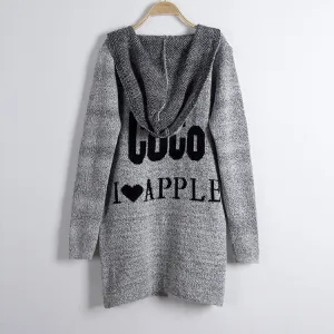 Fashion Print Loose Long Hoodie Cardigan