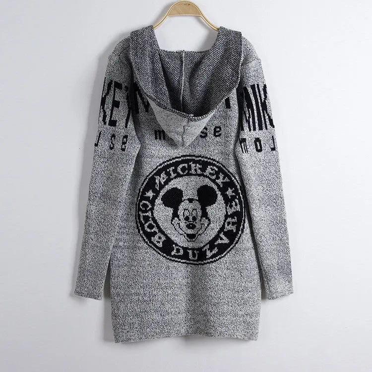 Fashion Print Loose Long Hoodie Cardigan