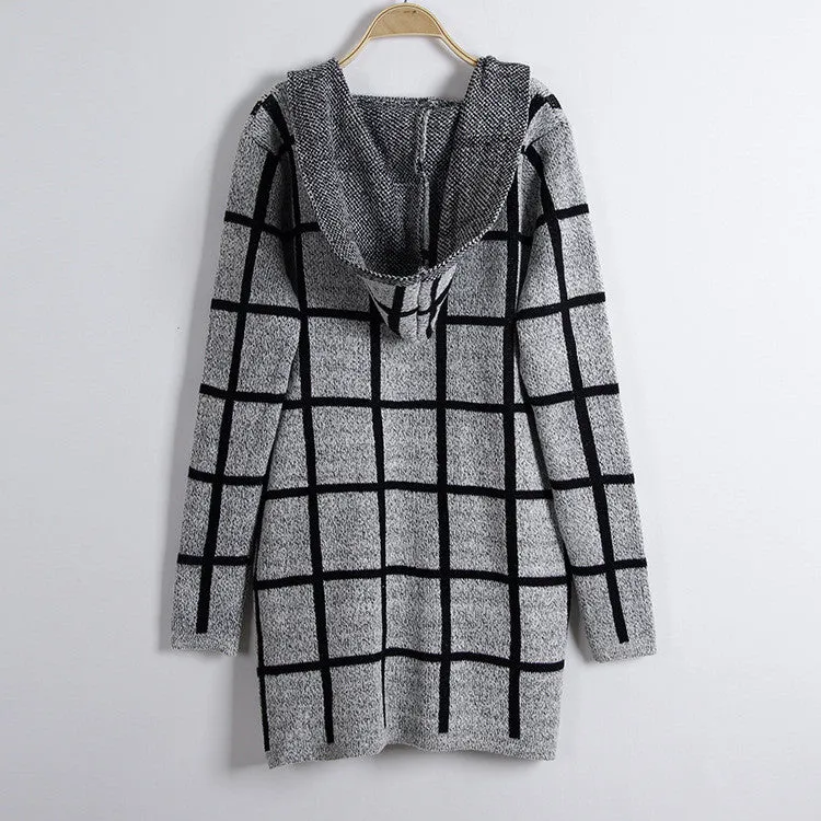Fashion Print Loose Long Hoodie Cardigan