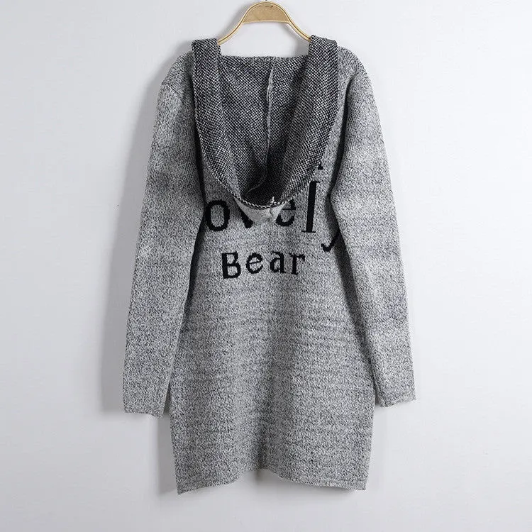 Fashion Print Loose Long Hoodie Cardigan