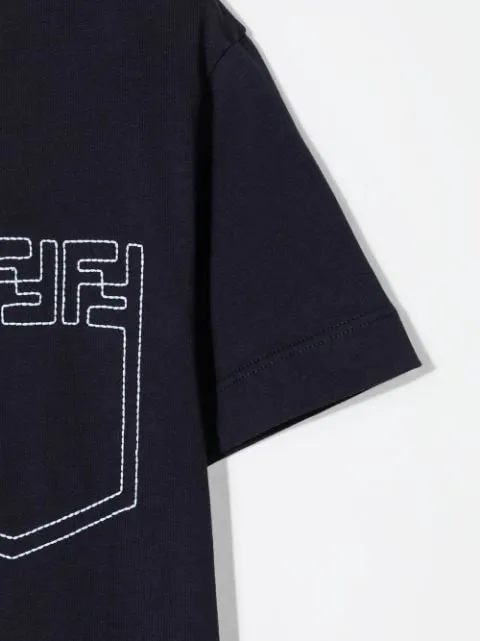 FENDI KIDS Print T-Shirt Navy