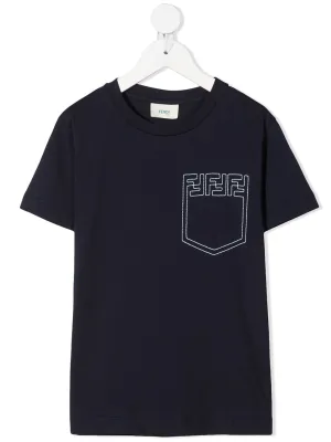 FENDI KIDS Print T-Shirt Navy