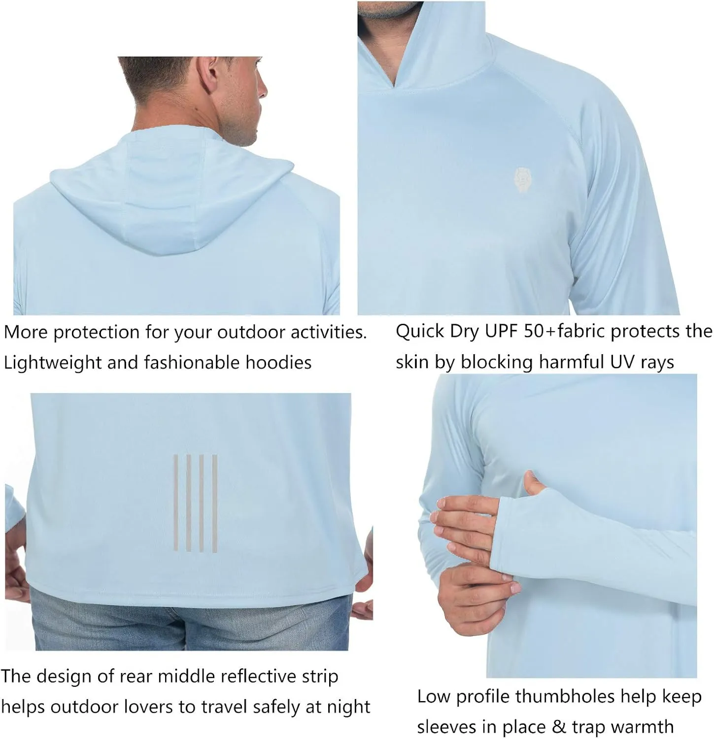 Fishing Shirts for Men Long Sleeve - Sun Protection SPF 50  UV Tshirt Hoodies