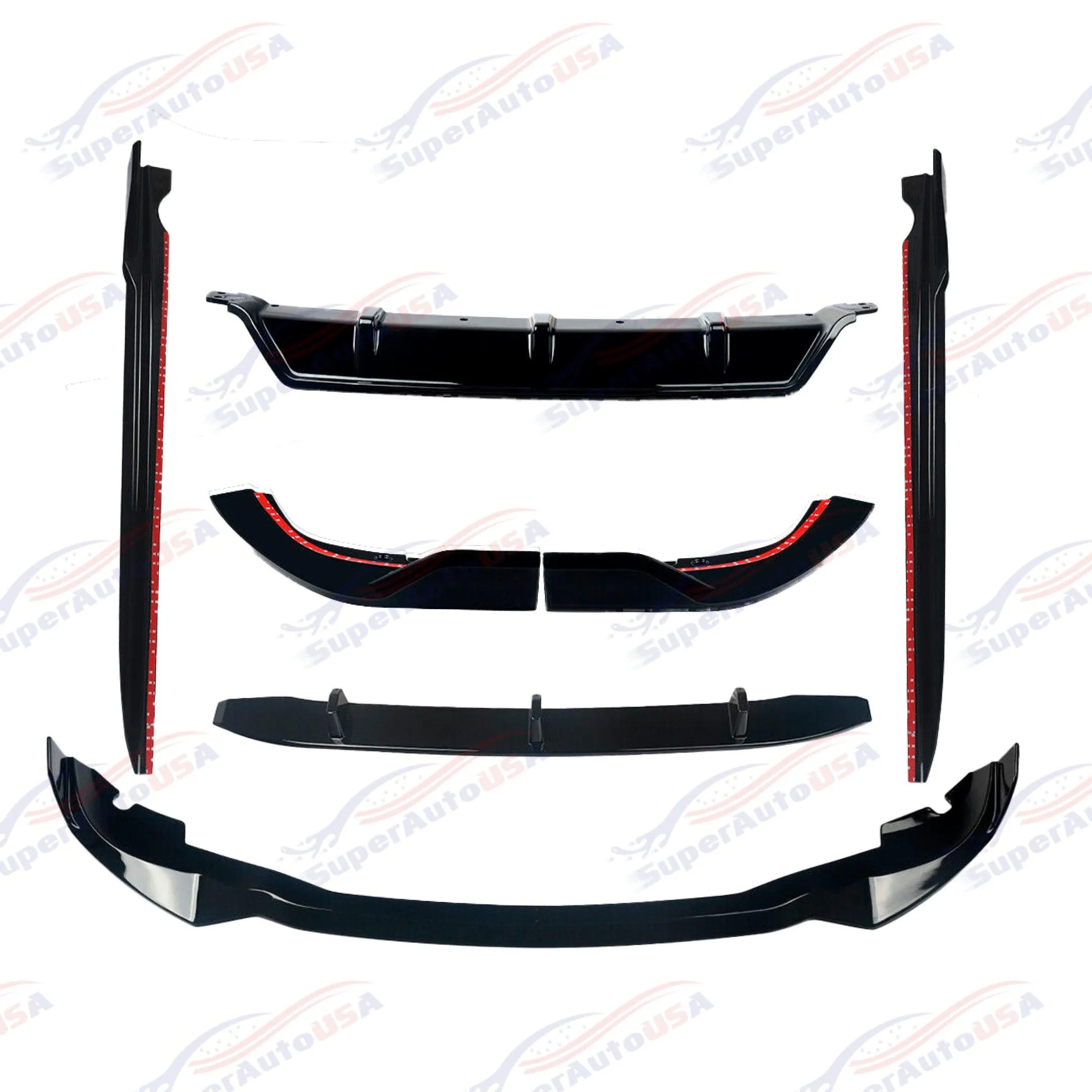 Fits BMW G05 X5 2019-2023 M Sport Full Body Kit Set 3-In-1 Front Splitter Lip & Side Skirts & Rear Diffuser