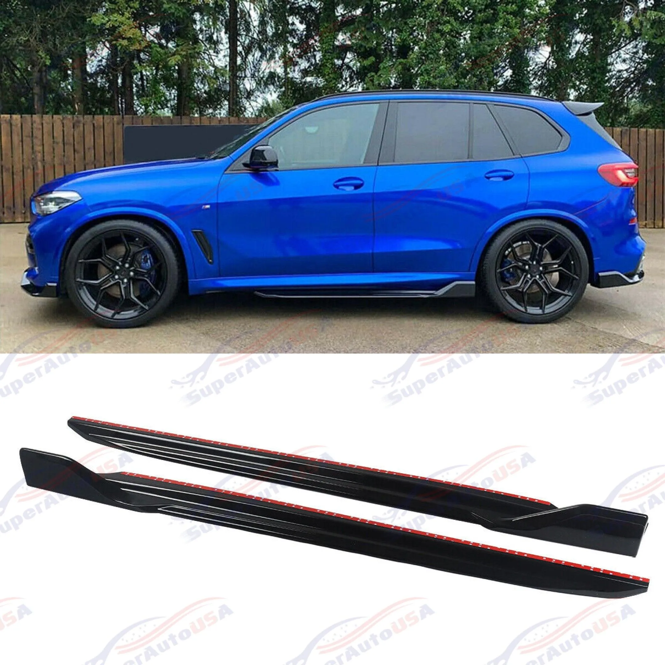 Fits BMW G05 X5 2019-2023 M Sport Full Body Kit Set 3-In-1 Front Splitter Lip & Side Skirts & Rear Diffuser