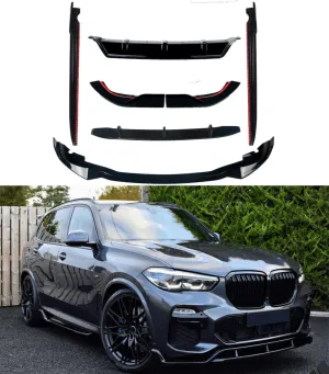 Fits BMW G05 X5 2019-2023 M Sport Full Body Kit Set 3-In-1 Front Splitter Lip & Side Skirts & Rear Diffuser