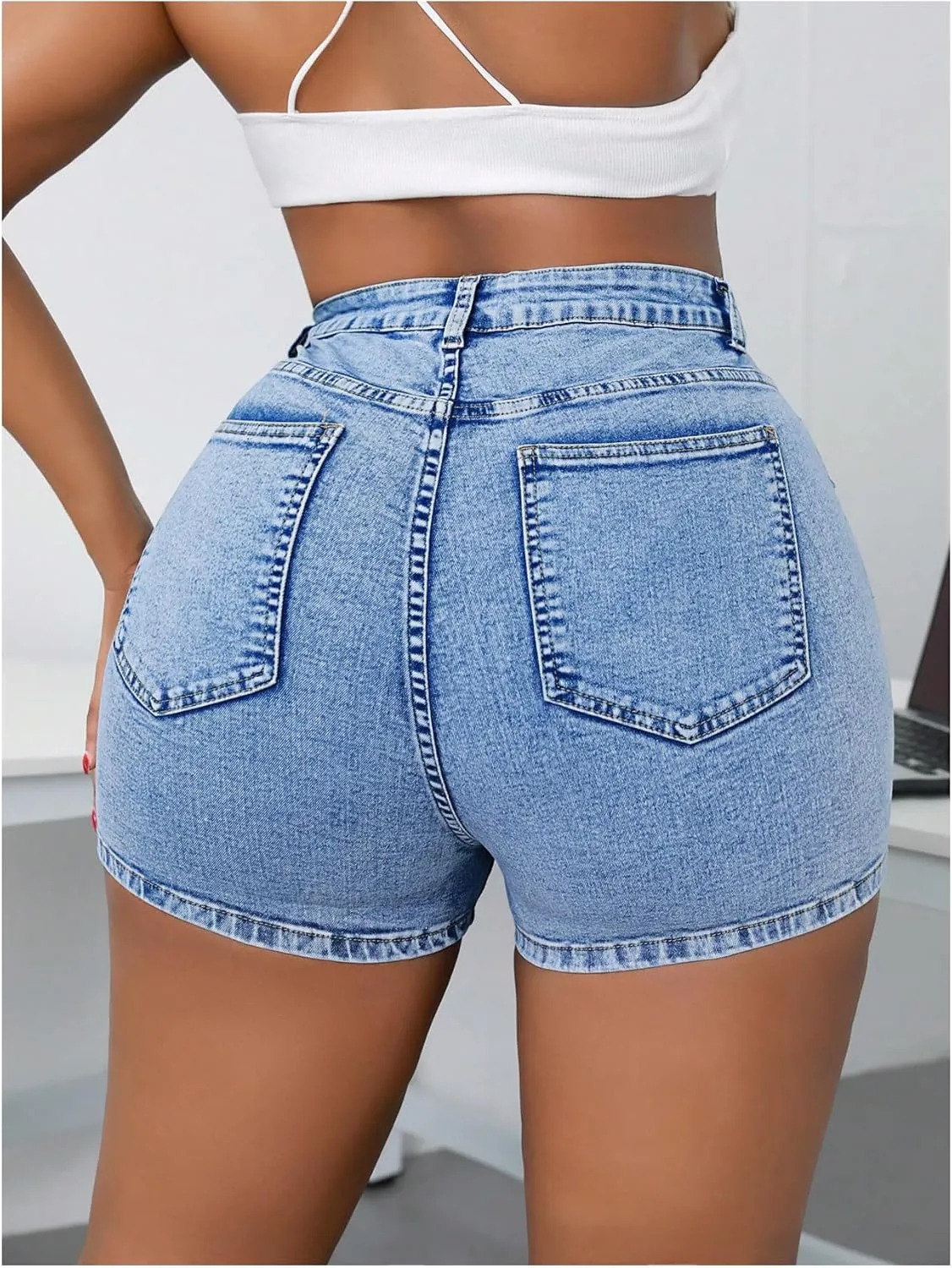 Floerns Women's Plus Size High Waisted Mini Jean Skort Stretchy Denim Skirt Shorts